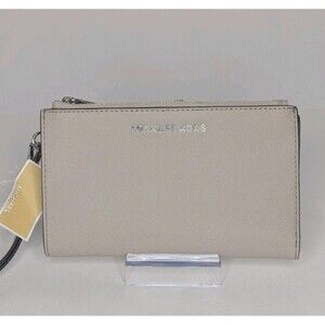 Michael Kors Jet Set Double Zip Wallet - Cement, Light, Beige, Neutral